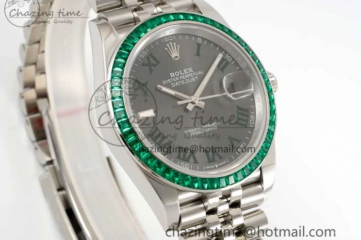 Marker Steel 41mm Diamonds on Arabic Best Dial Jubilee Gray 1:1 904L SA3235 Green Bracelet Bezel Edition DateJust DIWF 0329